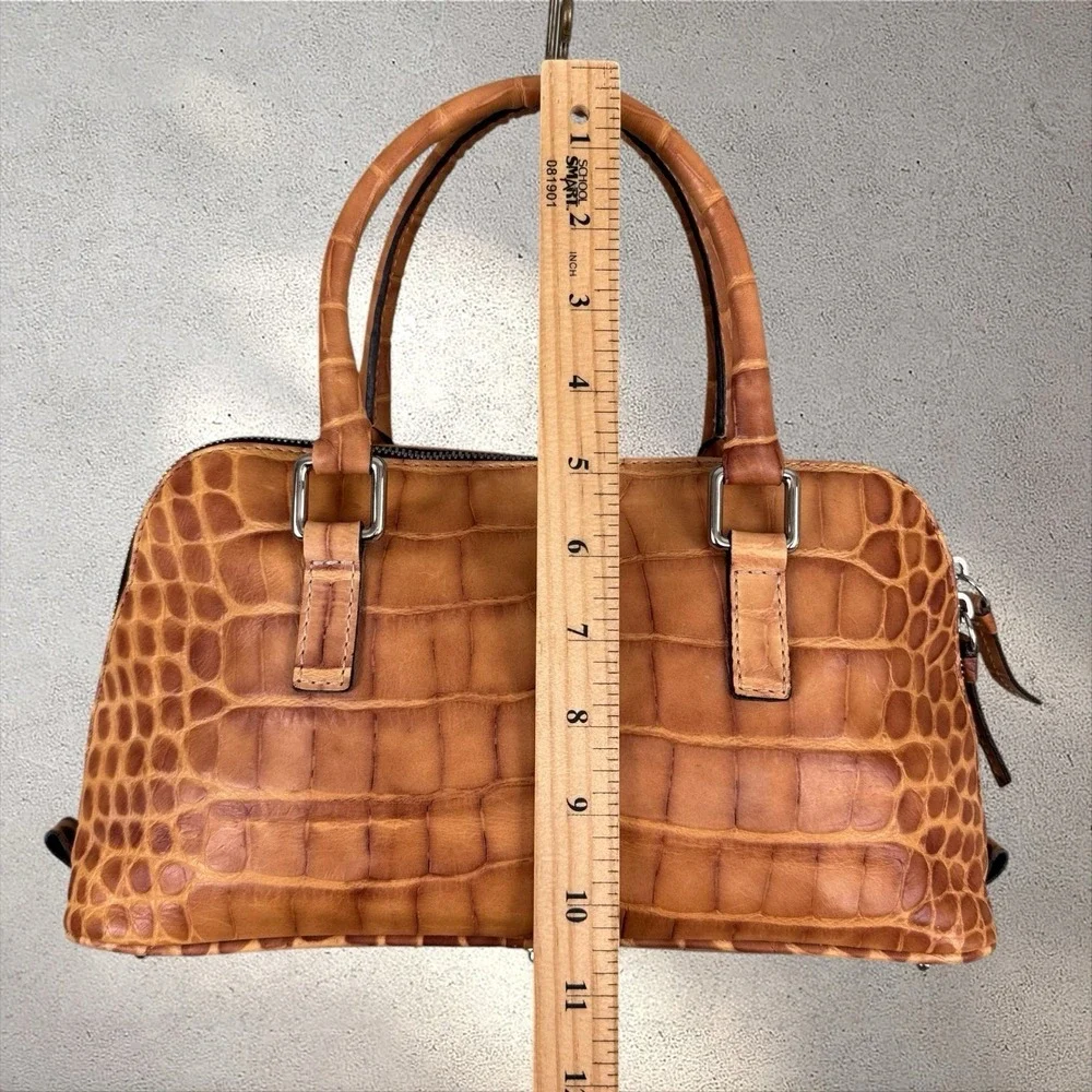 Dooney & Bourke Dillen Crocodile Croco Embossed Barrel Top Handle Satchel Bag